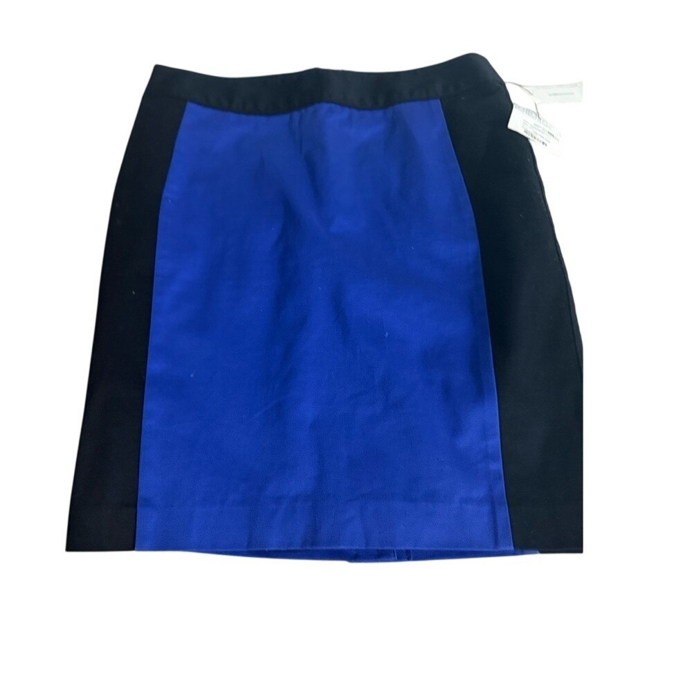 Liz‎ Claiborne Petite Colorblock Sheath Skirt Black Royal Blue Size 8P